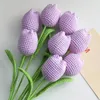 Decorative Flowers 1pc Knitted Artificial Tulip Fake Flower Faux Realistic Simulation Blooming DIY Craft Bridal Bouquet