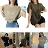 Blouses pour femmes Mesh supérieur à manches courtes Voir à travers la chemise Sheer O Neck Clubwear Color Color T-shirt Bikinis Cover up for Summer