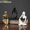 ERMAKOVA Thinker Statue Abstract Resin Sculpture Mini Art Decorative Desk Figurine Thinker Figures Office Bookshelf Home Decor 220258n