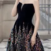 2023 Evening Dresses Black Prom Gowns Sexy Strapless Lace-Up Back Sweep Train Runway Party Wearing Tulle with Beading Sequins