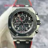 Ap Swiss Luxury Watch Epic Royal Oak Offshore Series 26470so comumente conhecido como Vampire Black Plate Red Needle Data Timing Function Relógio mecânico automático 18 Guar