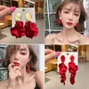 Brincos pendurados vintage pétala pendientes piercing para mulheres boêmio acrílico rosa flor borla brinco longo azul vermelho moda jóias