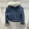 Kvinnors jackor mode fleece fodrad varm denimjacka för kvinnor vinter kappa västerländsk stil personlighet räv päls krage kort päls jean jacka 231121