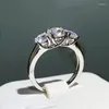 Küme halkaları 2023 Üç taş laboratuvar elmas yüzüğü 925 STERLING Gümüş Nişan Düğün Band Kadınlar Gelin Mücevher Partisi Hediyesi