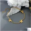 Anklets Anklets Flatfoosie Hip Hop Rhinestone Butterfly Anklet Bracelet Women Gold Sier Color Crystal Tennis Chain On Leg Foot Jewelry Dhkyh