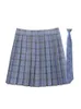 Skirts Xgoth High Street Short Skirt College Girls Cute Playful Bottom Wear Women 4 Seasons Retro Check Pattern Pleated Skirt 230422