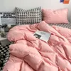 Bettwäsche-Sets Schachbrett-Sets Einfarbig Mode Single Double Queen Size Bettbezug Bettlaken Kissenbezüge el Home Bettwäsche 230422