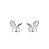 Studörhängen 925 Sterling Silver Butterfly For Women Girl Simple Fashion Insect Design Jewelry Birthday Present Drop Drop