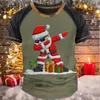 Erkek Hoodies Sweatshirts Komik Erkekler T-Shirt Merry Christmas Santa 3D Baskı Gündelik Kısa Kollu Karikatür Tişörtleri Büyük boy erkek giyim O-Neck Pulloverl231122