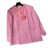 Misto Lana da Donna Designer Autunno/Inverno 24 Nuovo Stile Celebrity Elegante Fiocco Rosa Girocollo Cappotto in Pile HX61