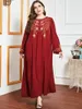 Etnische kleding Boheemse Mexicaanse Abaya Dames elegante jurk Casual lange mouwen Kwastjeborduurwerk Moslim Maxi