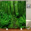 Douchegordijnen bos natuurlijk landschap gordijn gordijn groen planten boom landschap 3d printkamer badkamer waterdicht polyester woning decor 2304222222