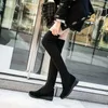 Femmes chaussettes Bottes printemps automne cuissardes femme tricot tissage laine longue botte sur genou élastique Bottes compensées Bottes