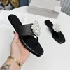 Hausschuhe Sommer Karree Frauen Schuhe Perle Dekor Echtes Leder Sexy Flip-Flops Mode Wohnungen Zapatos De Mujer