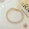 Bracciale a catena da tennis con strass Respiro del bambino in acciaio inossidabile placcato oro con zirconi cubici CZ Bracciale classico in cristallo lucido