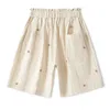 Pantalon femme IMAKOKONI Design Original abricot rayé taille élastique short décontracté ample mode tout 223659