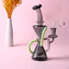 unique klein glass recycler dab rig,8 inch function pink glass water pipe bong,cute new glass smoking pipe with glass banger