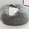 Chair Covers D72x35in Giant Fur Bean Bag Cover Big Round Soft Fluffy Faux BeanBag Lazy Sofa Bed Living Room Furniture Drop282O