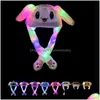 Inne domowe tekstylne inne domowe tekstylne 33 Style LED LED Plush Hat Cartoon Animal Cap for Rabbit Cat Bunny Uch Ear Ruchy Hats Adt Kids C Dhwge