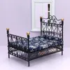 Doll House Accessories 1 12 Dollhouse Mini Double Bed Home Bedroom Furniture Toy Gift Living Room Furniture Model Beautiful Handmade Iron Toy 231122