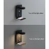 Wall Lamp Reading Light With USB Port Charging Creative Rack Bedside Switch -Black