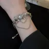 Charm Bracelets Personalized Diamond-Embedded Love Doll Bracelet Fashion Cold Metallic For Women