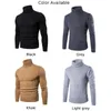 Camisolas masculinas moda diária férias camisola de malha superior cardigan gola alta manga longa masculino leve estiramento cor sólida