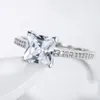 Clusterringe Smaragd 925 Sterling Silber Finger Einfacher quadratischer Diamant im Prinzessinnenschliff Eleganter Ring für Frauen, Verlobung, Hochzeit Schmuck