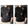 Herrtröjor Autumn Winter Men's Long-ärmad tröja Young Fashion Knitwear Color Matching Top Grey Black Sweater -Sizes S-4XL 231122