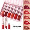 Double tête antiadhésive tasse mat brouillard visage brillant à lèvres deux pâte 6 ensembles rouge à lèvres femme Lip Glaze ensemble