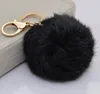 i più venduti Portachiavi con palla di pelo di coniglio reale Palla di pelliccia morbida Portachiavi in metallo dorato Palla Pom Pom Portachiavi di peluche Portachiavi per auto Borsa Orecchini Accessori