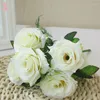 Flores decorativas Ramo de flores artificiales de rosas falsas Hermosas rosas de seda Plantas Boda Decoración de mesa para el hogar Accesorios popográficos 1 pieza