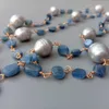 Colliers Yying Blue Kyanites Gris Riz Perle d'eau douce Déclaration Collier Teardrop Brossé Plaqué Or Pendentif 21 231121