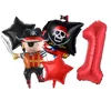 Feestdecoratie 4/5 stuks Halloween Piratenboot Ballonset 32 inch Zwart Rood 0-9 Aantal Jongens Verjaardag Babyshower Kinderhelium