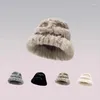 Береты, шапка для волос, женская осенне-зимняя универсальная утолщенная плюшевая вязаная шапка для холодного лица, маленькая рыбацкая теплая шерстяная шапка