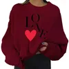 Kadın Hoodies Fall 2023 Kadın Sweatshirtler Büyük Boyut XXL Aşk Baskılı Uzun Kollu Sokak Giyim Out Giyim Kırmızı Beyaz Küleyler