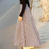 スカート格子縞の長いスカート女性ボヘミアンスカート