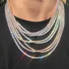 Hiphop 18k الذهب المثلج خارج سلسلة الماس قلادة CZ Moissanite التنس قلادة للرجال والنساء