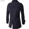 Mélanges de laine masculine Hot 2021 Automne Hiver épaississez la mode coréenne Slim Long Trench Coat Mens Couleur solide Double-poit