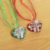 Pendentif Colliers En Gros 6pcs Gandmade Murano Verre Verre Mixte Couleur Rayure Coeur Argent P Necl0085 Bijoux Cadeau Necl0114