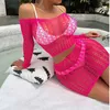 Sexy Socks Sexy Fishnet Girl Wear Top Dress 2 Piece Suit Diamonds Bodystocking Crystal Lingerie Q231122