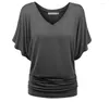 Women's T Shirts 2023 Casual Loose Shirt Women Summer Batwing Short Sleeve Tops Tees Fashion Solid Tshirt V Neck Vintage Clothes