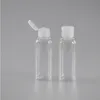 Bouteille en plastique PET de 60 ml avec capuchon rabattable, bouteille de forme ronde transparente pour démaquillant, gel désinfectant pour les mains jetable Tbhno