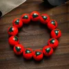 Charm Bracelets Creative Wood Halloween Bracelet Handmade Scary Spider Eyes Blood Print Elastic Beaded Bangle For Women Christmas Jewelry