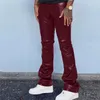 Men s Jeans Mens Leather Pants Autumn Casual Street Fashion Solid Color Bell Bottoms Joker Men 231122