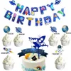 Party Supplies Outer Space Cupcake Topper Universe Series Cake Toppers Happy Birthday Banner for Kids Decoration