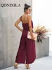 Kvinnors jumpsuits rompers sommar sexig backless bred ben jumpsuit kvinnor bandage sida split hem rompers kvinnokläder jumpsuit kvinnor jumpsuits 230422