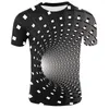 メンズTシャツ男性面白い3D Tシャツ夏めまい印刷催眠催眠男性トップシャツカジュアルハラジュク半袖パーティーメンズティー
