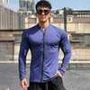 T-shirts hommes Nouveau mode sport hommes T-shirt en plein air fitness exercice fermeture éclair à manches longues t-shirt muscle hommes sportswear J231121