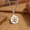 Pendant Necklaces Round Hollow Stainless Steel Snowflake Charm Women's Necklace Fashion Christmas Valentine's Day Gift Protector Jewelry